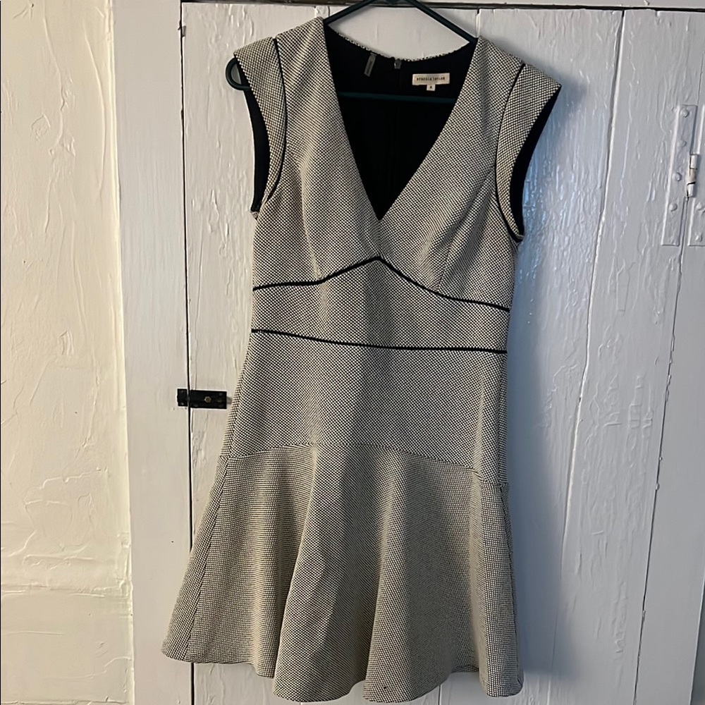 Rebecca Taylor Gray Tan Fit and Flare Mini Dress